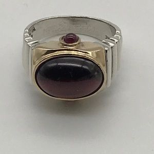 Vintage 14k Gold Sterling Natural Garnet Ring